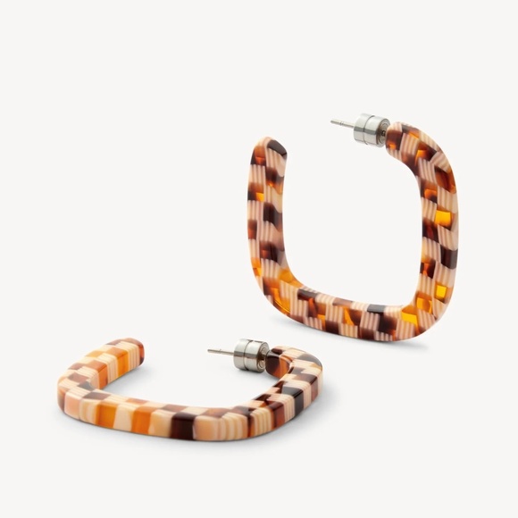 NWT Machete Midi Square Hoops in Tortoise Checker - Picture 2 of 4